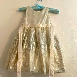 Nanette 4T sequin off white gold party dress 👗Holiday Christmas